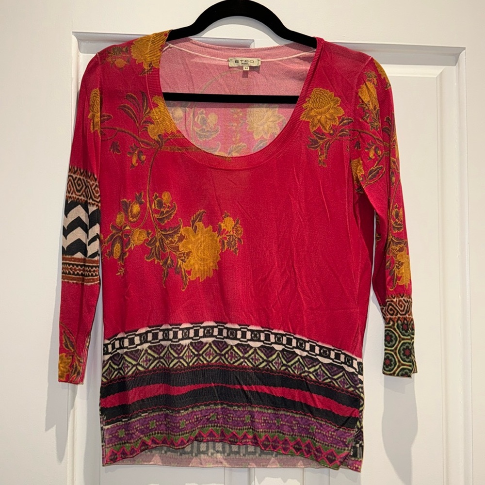 Etro Multicolored Floral Printed Knit - size 44 European